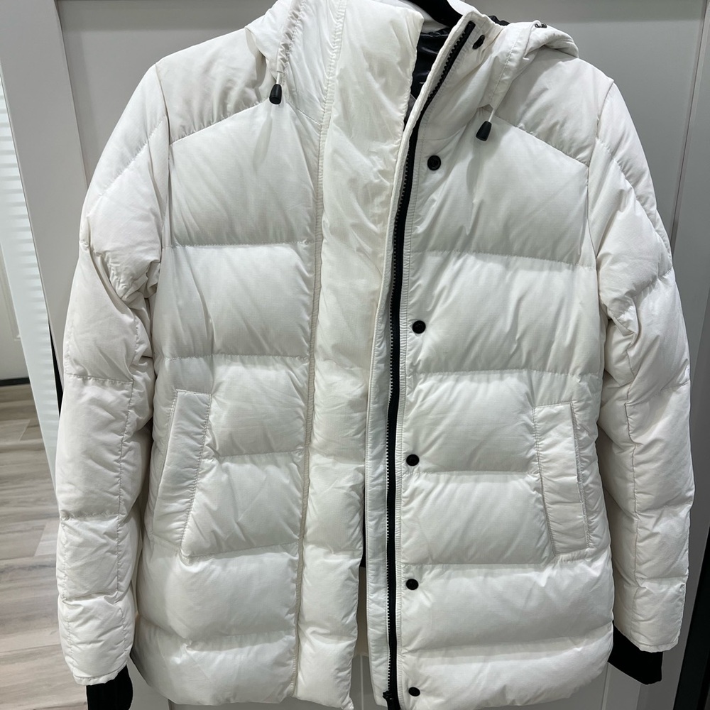 Canada Goose White Puffer Jacket with Glossy Finish